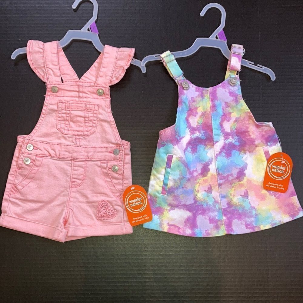 Baby Girl Jumper Dress & Ruffled Shortalls Bottoms 2-Pack Size 12M